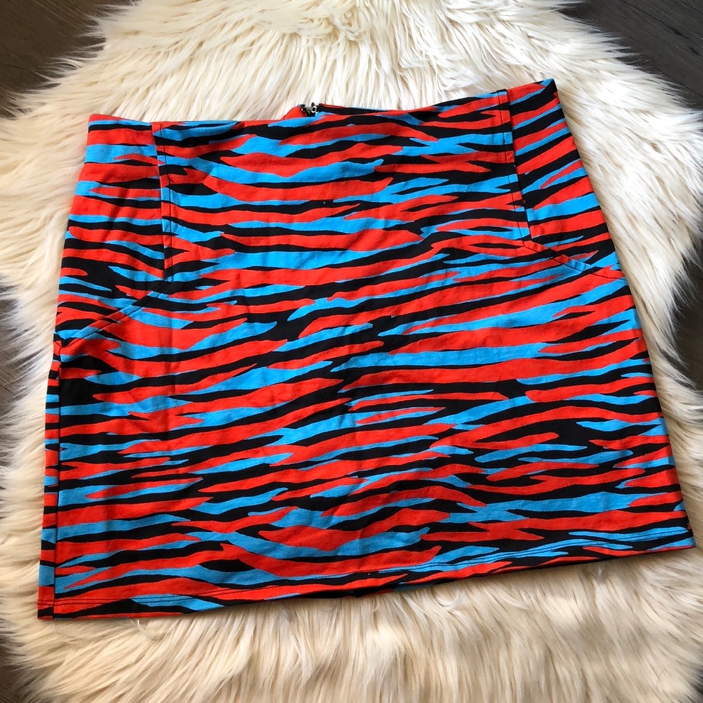 Topshop Mini Skirt Zebra Print Colorful Bodycon